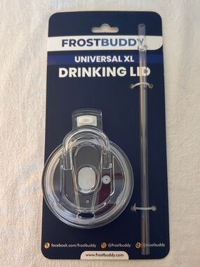 FROSTBUDDY Universal XL Clear Drinking Lid with Straw NWT
